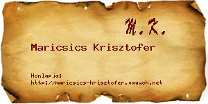 Maricsics Krisztofer névjegykártya